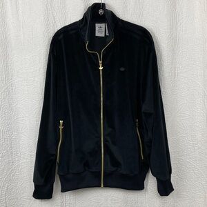 Adidas Prime Green Black Velour Jacket with Gold Zipper sz Large Men’s
